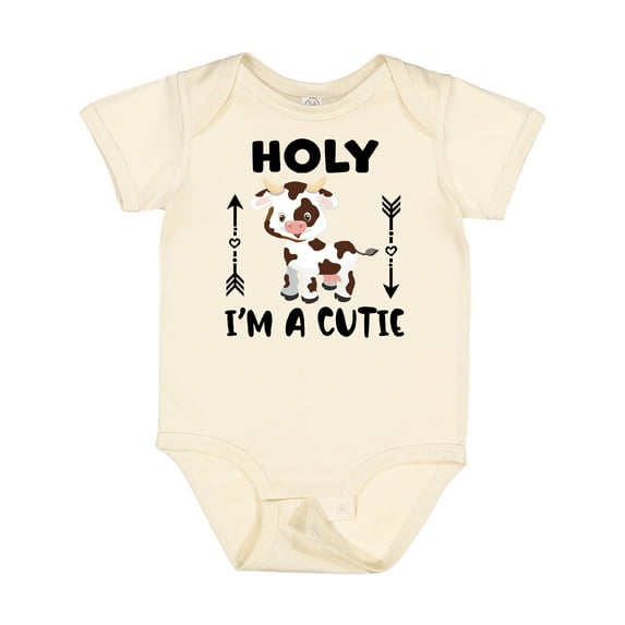 Inktastic I'm a Cutie White and Brown Holstein Cow with Arrows Boys or Girls Baby Bodysuit