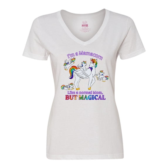 Inktastic I'm a Mamacorn, like a normal Mom, but magical Women's V-Neck T-Shirt