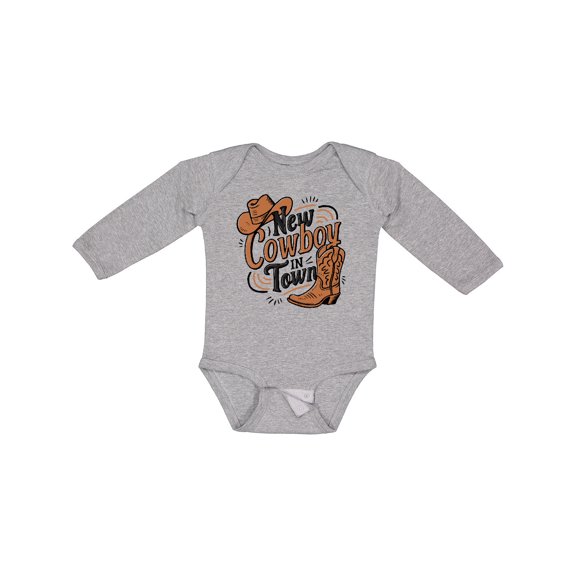 Inktastic I'm a New Cowboy in Town Boys or Girls Long Sleeve Baby Bodysuit