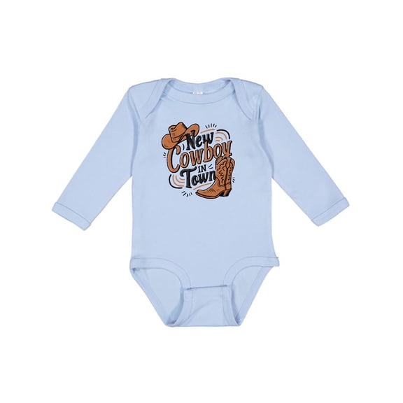 Inktastic I'm a New Cowboy in Town Boys or Girls Long Sleeve Baby Bodysuit