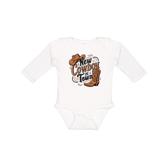 Inktastic I'm a New Cowboy in Town Boys or Girls Long Sleeve Baby Bodysuit