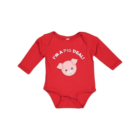 Inktastic I'm a Pig Deal Cute Pig Pun Boys or Girls Long Sleeve Baby Bodysuit