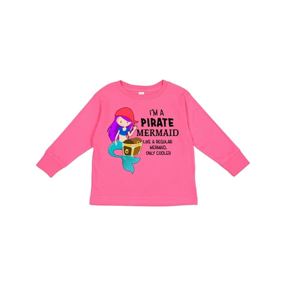 Inktastic I'm a Pirate Mermaid-like a Regular Mermaid, Only Cooler Boys or Girls Long Sleeve Toddler T-Shirt