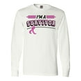 thumbnail image 1 of Inktastic I'm a Survivor Breast Cancer Awareness with Ribbon Long Sleeve T-Shirt, 1 of 5