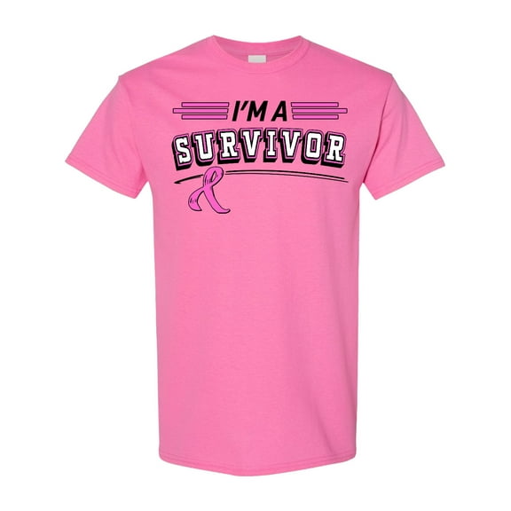 Inktastic I'm a Survivor Breast Cancer Awareness with Ribbon T-Shirt
