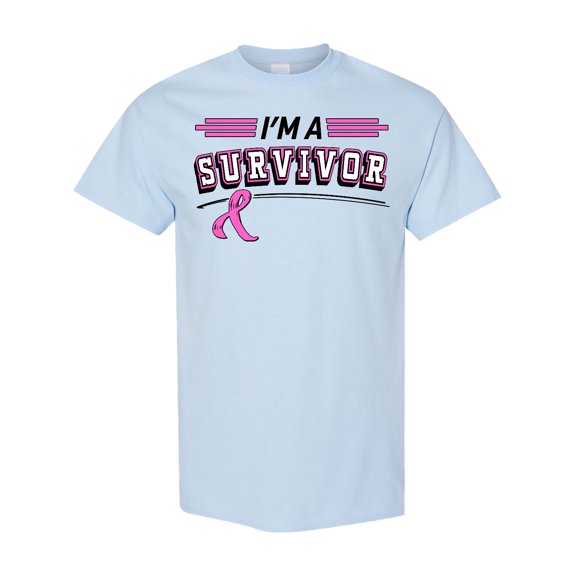 Inktastic I'm a Survivor Breast Cancer Awareness with Ribbon T-Shirt