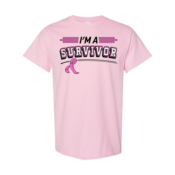 Inktastic I'm a Survivor Breast Cancer Awareness with Ribbon T-Shirt