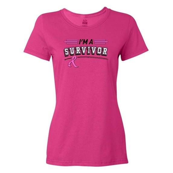 Inktastic I'm a Survivor Breast Cancer Awareness with Ribbon Women's T-Shirt