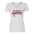 thumbnail image 1 of Inktastic I'm a Survivor Breast Cancer Awareness with Ribbon Women's V-Neck T-Shirt, 1 of 5