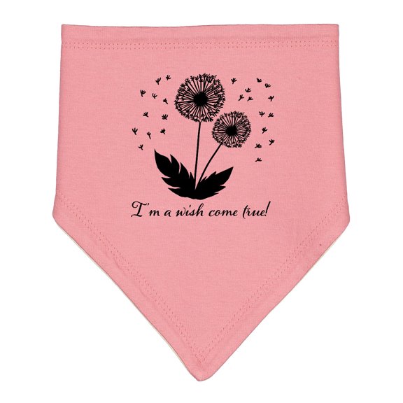 Inktastic I'm a Wish Come True Dandelion in Black Baby Bandana Bib