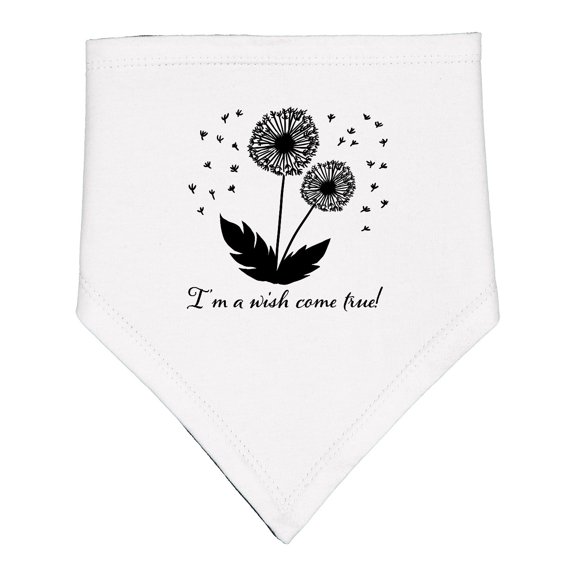 Inktastic I'm a Wish Come True Dandelion in Black Baby Bandana Bib