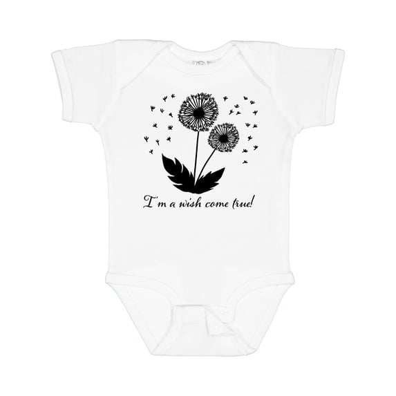 Inktastic I'm a Wish Come True Dandelion in Black Boys or Girls Baby Bodysuit