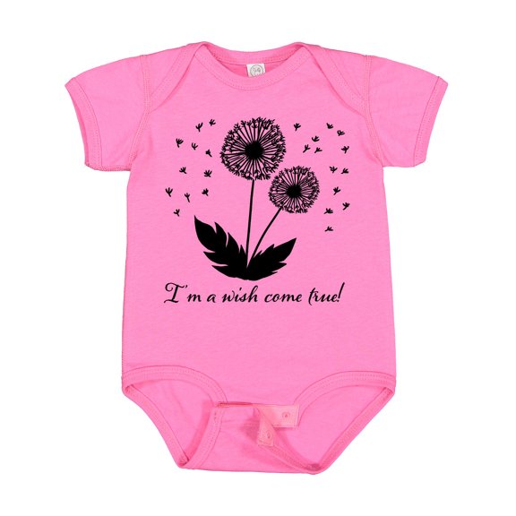 Inktastic I'm a Wish Come True Dandelion in Black Boys or Girls Baby Bodysuit