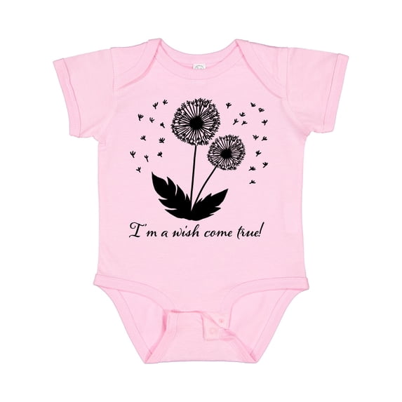 Inktastic I'm a Wish Come True Dandelion in Black Boys or Girls Baby Bodysuit