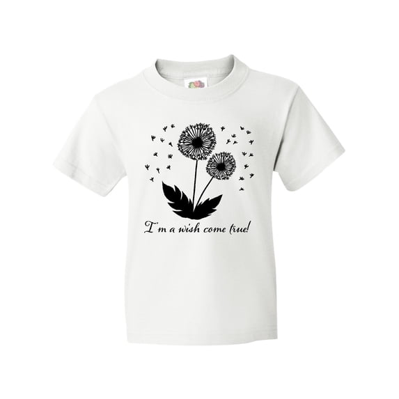Inktastic I'm a Wish Come True Dandelion in Black Youth T-Shirt