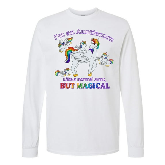 Inktastic I'm an Auntiecorn Like a Normal Aunt but Magical Long Sleeve T-Shirt