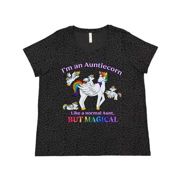 Inktastic I'm an Auntiecorn Like a Normal Aunt but Magical Women's Plus Size T-Shirt