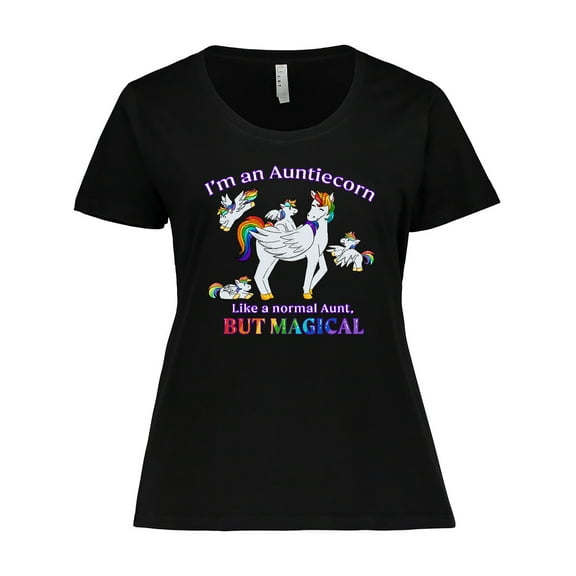 Inktastic I'm an Auntiecorn Like a Normal Aunt but Magical Women's Plus Size T-Shirt