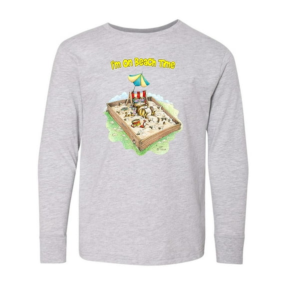 Inktastic I'm on Beach Time with Sandbox and Beach Chair Long Sleeve Youth T-Shirt