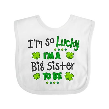 Inktastic I'm so Lucky I'm a Big Sister to be Girls Baby Bib