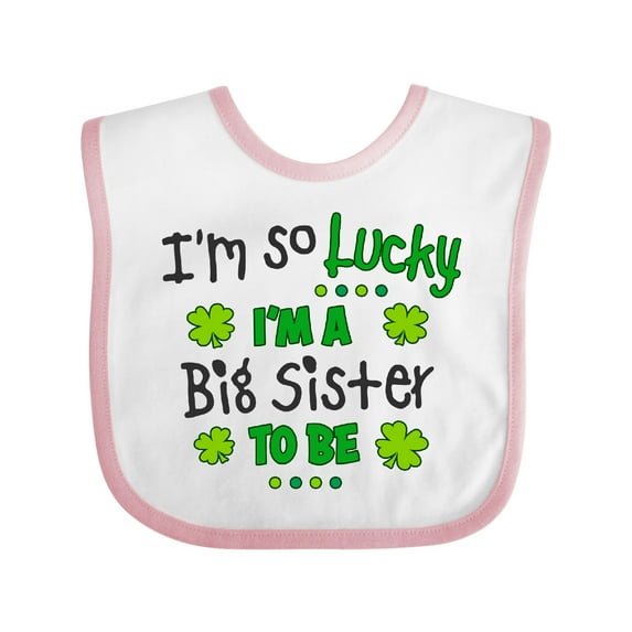 Inktastic I'm so Lucky I'm a Big Sister to be Girls Baby Bib