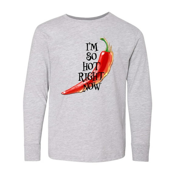 Inktastic I'm so hot right now Chili Pepper on Fire Long Sleeve Youth T-Shirt