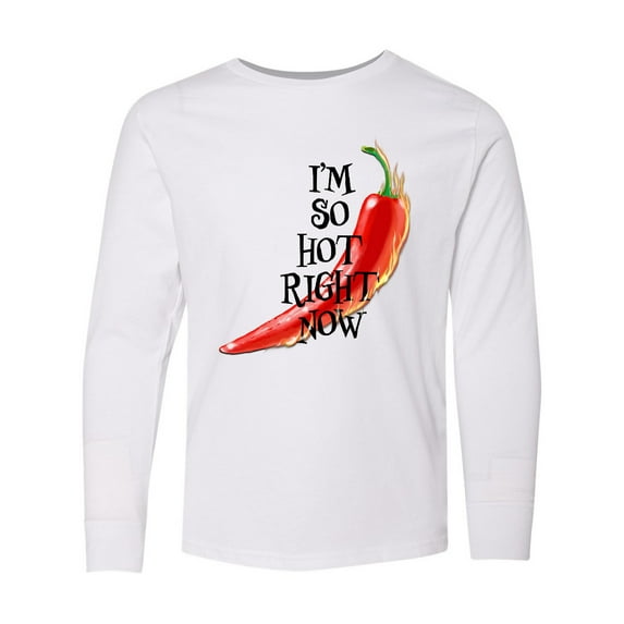 Inktastic I'm so hot right now Chili Pepper on Fire Long Sleeve Youth T-Shirt