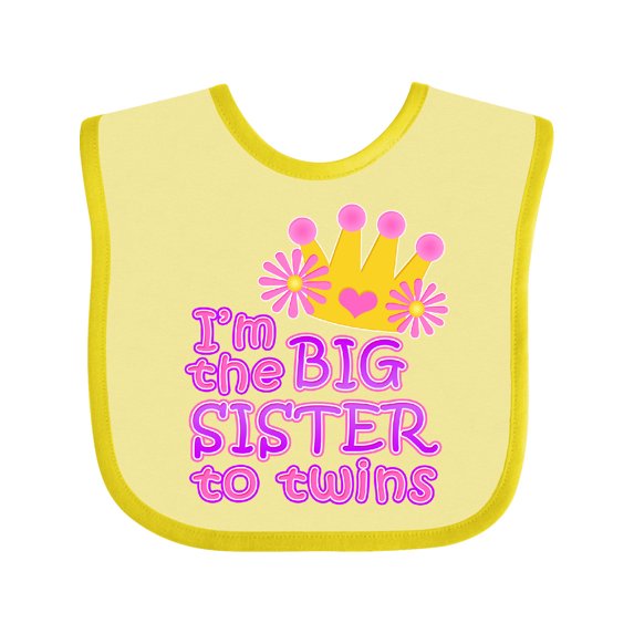 Inktastic I'm the Big Sister to Twins. Girls Baby Bib