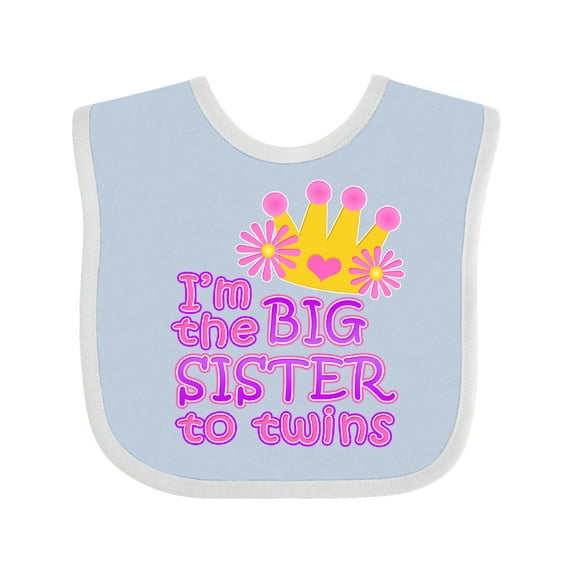 Inktastic I'm the Big Sister to Twins. Girls Baby Bib