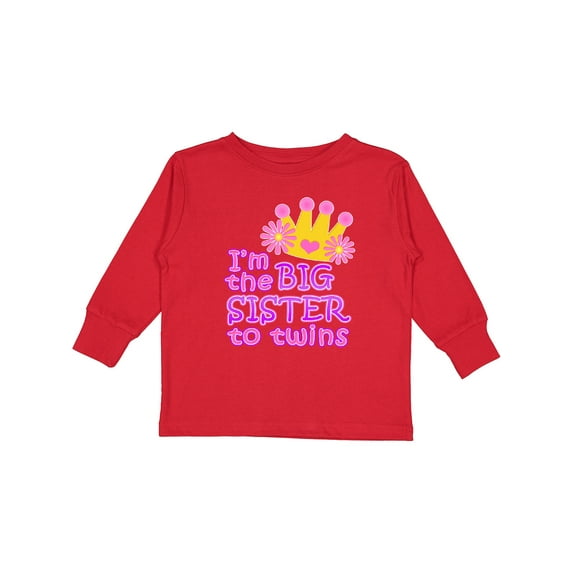 Inktastic I'm the Big Sister to Twins. Girls Long Sleeve Toddler T-Shirt