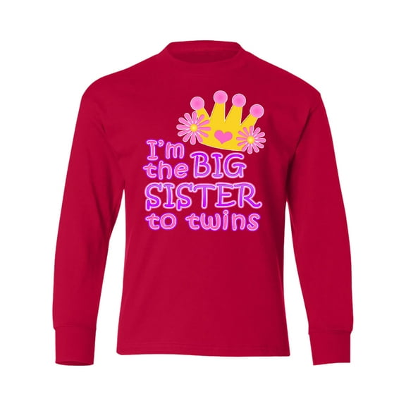 Inktastic I'm the Big Sister to Twins. Long Sleeve Youth T-Shirt