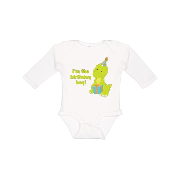 Inktastic I'm The Birthday Boy T-rex dinosaur party Boys Long Sleeve Baby Bodysuit