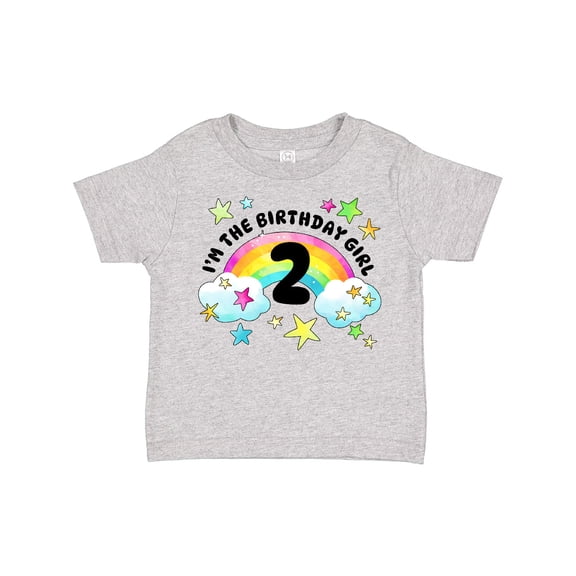 Inktastic I'm the Birthday Girl Second Birthday Rainbow and Stars Girls Toddler T-Shirt