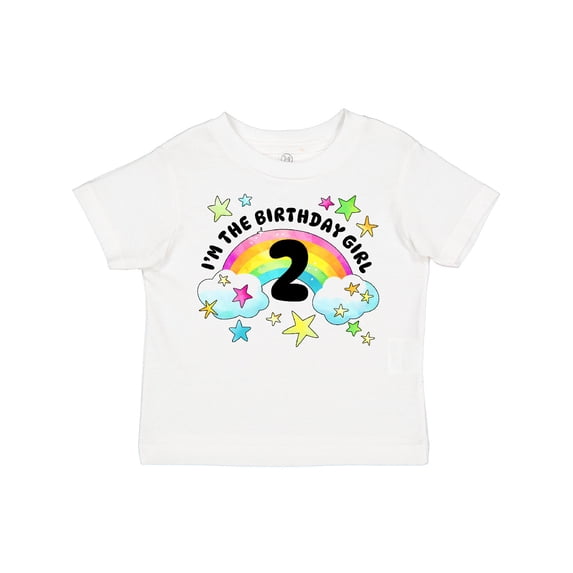 Inktastic I'm the Birthday Girl Second Birthday Rainbow and Stars Girls Toddler T-Shirt