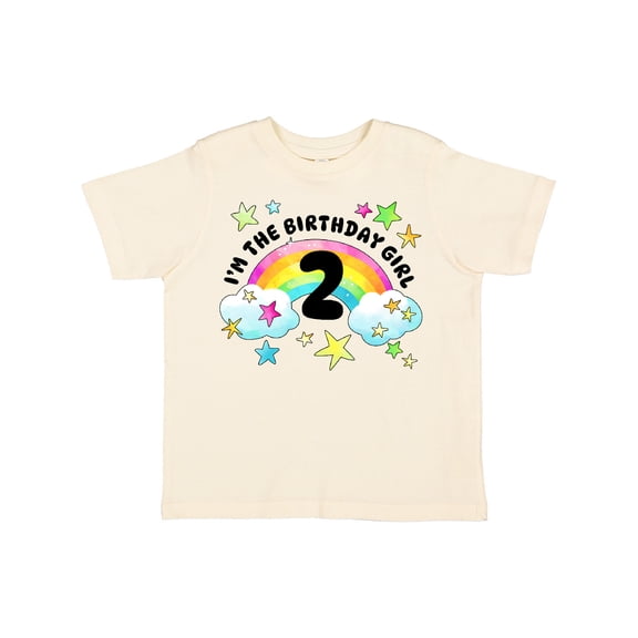 Inktastic I'm the Birthday Girl Second Birthday Rainbow and Stars Girls Toddler T-Shirt