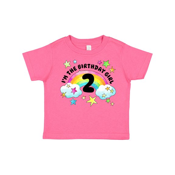 Inktastic I'm the Birthday Girl Second Birthday Rainbow and Stars Girls Toddler T-Shirt
