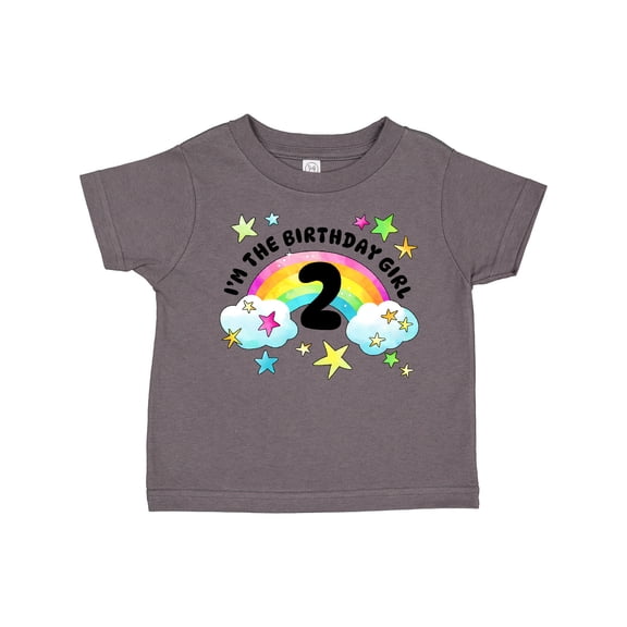 Inktastic I'm the Birthday Girl Second Birthday Rainbow and Stars Girls Toddler T-Shirt