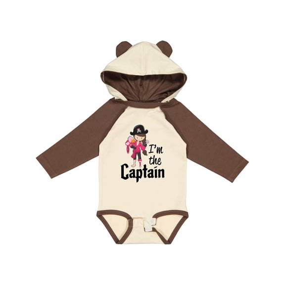 Inktastic I'm the Captain Pirate Girl Girls Long Sleeve Baby Bodysuit