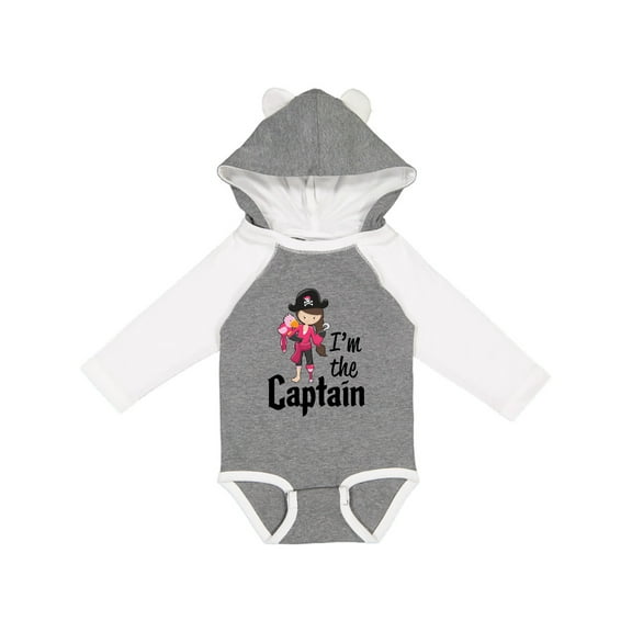 Inktastic I'm the Captain Pirate Girl Girls Long Sleeve Baby Bodysuit