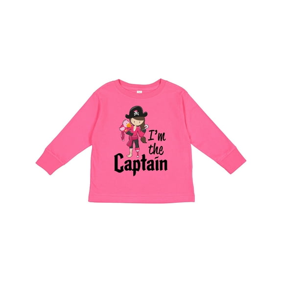 Inktastic I'm the Captain Pirate Girl Girls Long Sleeve Toddler T-Shirt