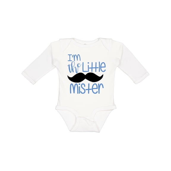 Inktastic I'm the Little Mister with Mustache Boys Long Sleeve Baby Bodysuit