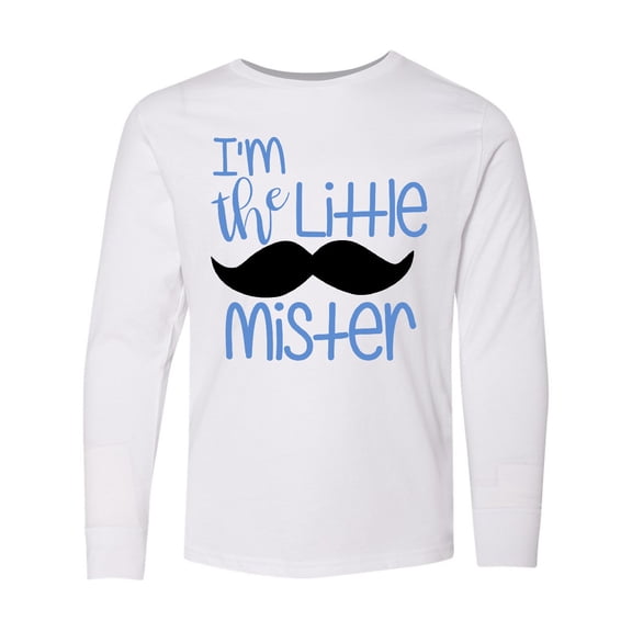 Inktastic I'm the Little Mister with Mustache Long Sleeve Youth T-Shirt