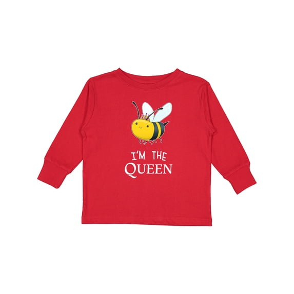 Inktastic I'm the Queen- cute queen bee Boys or Girls Long Sleeve Toddler T-Shirt