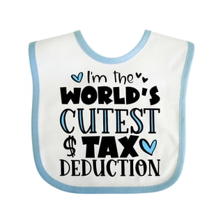 Inktastic I'm the World's Cutest Tax Deduction Blue Hearts Boys or Girls Baby Bib
