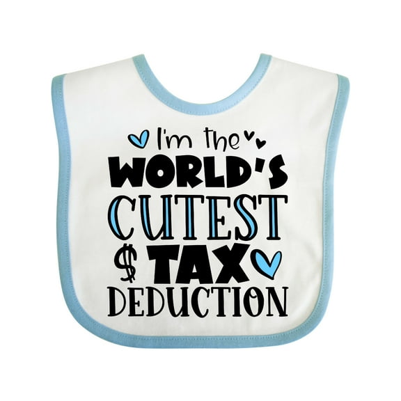 Inktastic I'm the World's Cutest Tax Deduction Blue Hearts Boys or Girls Baby Bib
