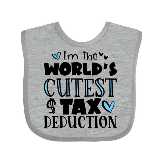 Inktastic I'm the World's Cutest Tax Deduction Blue Hearts Boys or Girls Baby Bib