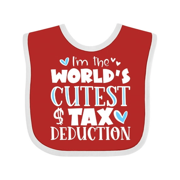 Inktastic I'm the World's Cutest Tax Deduction Blue Hearts Boys or Girls Baby Bib