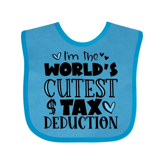 Inktastic I'm the World's Cutest Tax Deduction Blue Hearts Boys or Girls Baby Bib