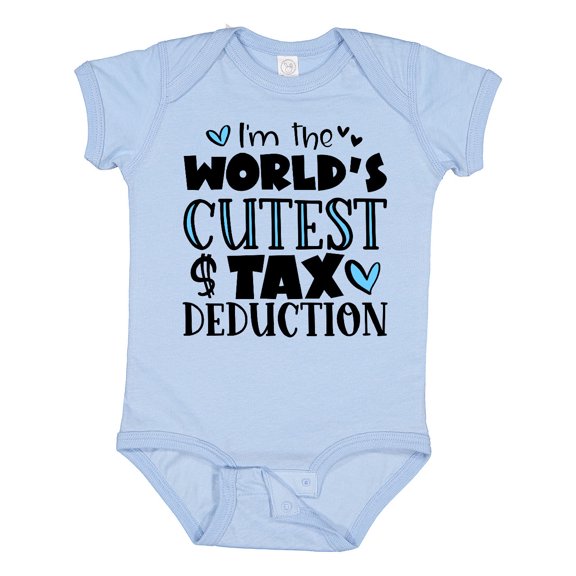 Inktastic I'm the World's Cutest Tax Deduction Blue Hearts Boys or Girls Baby Bodysuit