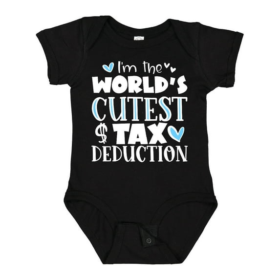 Inktastic I'm the World's Cutest Tax Deduction Blue Hearts Boys or Girls Baby Bodysuit